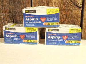 lot 145 image: DG Health Low Dose Aspirin Tablets Pain Reliever 81 mg, 100 ct  (set of 3)