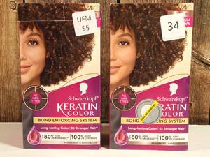 lot 34 image: Schwarzkopf Keratin Permanent Hair Dye Cream, 5.0 Medium Brown  (set of 2)