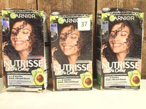 lot 37 image: Garnier Nutrisse Ultra Hair Color Creme, BL11 Black  (set of 3)