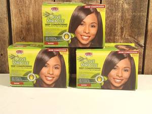 lot 44 image: African Pride Olive Miracle Deep Conditioning Relaxer, Super  (set of 3)
