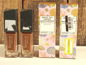 lot 24 image: 2 - Winky Lux White Tea Tinted Moisturizer &  2 - Believe Foundation Chestnut