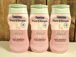 lot 109 image: Coppertone Pure & Simple Baby Mineral Sunscreen - SPF 50 - 6 fl oz  (set of 3)