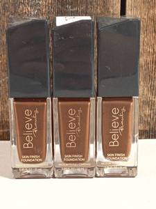 lot 122 image: Believe Beauty Skin Finish Foundation - Mocha  (set of 3)