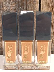 lot 123 image: Believe Beauty Skin Finish Foundation - Sand  (set of 3)