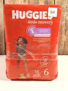 lot 64 image: Huggies Little Movers Diapers - Size 6 - 16ct  (set of 3)