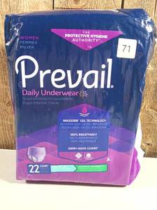 lot 71 image: Prevail Daily Underwear for Women, Pull on with Tear Away Seams, Small 22 count