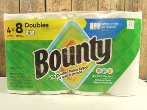 lot 74 image: Bounty Paper Towels Select-A-Size White, 4 Double Rolls, 82 Sheets Per Roll  (set of 2)