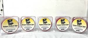 lot 44 image: Lot of 5 NEW CMI Inc. Red Tamper-Evident Tape - Provides Visual Evidence of Unauthorized Access, Deters Theft and Counterfeiting&nbsp