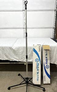 lot 104 image: Lot of 3 Sharps Inc. 30006 Pitch-It Sr. I.V. Poles - Great Condition