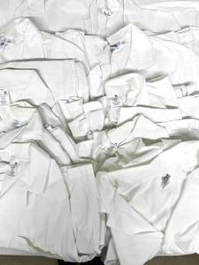 lot 107 image: Lot of 10 Mixed Brand &amp Size White&nbspLaboratory Hospital Coats (Standard Textile, Landau) - Good Clean Condition