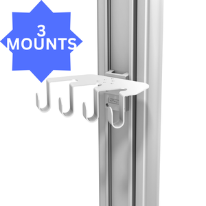 lot 42 image: Lot Of 3 NEW GCX Mounting Solutions HP-0053-08 5-Hook Cable Management Utility Hooks - For FMSSat Rack or Phillips Intellevue - Also Looks Wall Mountable For Garage Use
