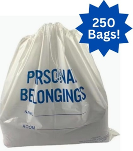 lot 26 image: 1 Case (250 each) NEW MediChoice PC7201 20 x 20 Latex-Free Patient Belongings Bags with Drawstrings - Clear