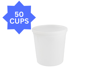 lot 93 image: 1 Case (50 each) NEW Medegen Medical Products 02734A 84 oz. Single-Use Non-Sterile Lab Containers with Lids - Open Box