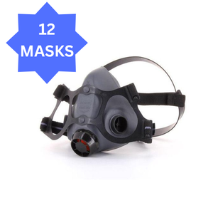 lot 106 image: MSRP $400 Case 12 NEW Honeywell North 5500 Half Mask Respirators Size Small Model 550030S  NIOSH Approved Reusable Air-Purifying PPE Facepieces