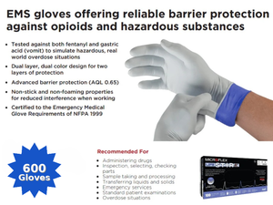 lot 2A image: MSRP $240  6 Boxes NEW Ansell Microflex Life Star EC Powder-Free Nitrile Gloves M - Designed for Emergency Medical Professional -&nbspDual-Layer High Risk&nbspEMS Police&nbspGloves Tested against Fentanylgastric acid, advanced protection ensured