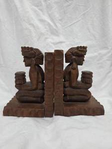 lot 221 image: Wooden Carved Book Ends