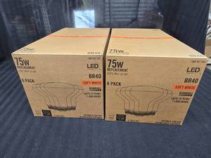 lot 72 image: 2 boxes of 6 75W Light Bulbs BR40 Soft White