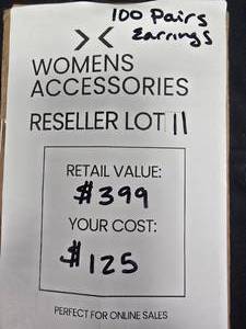 lot 150 image: Womans Accessories Resellers Lot 100 Pairs Earrings Retail Value $399