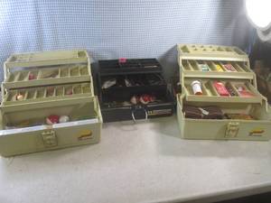 lot 47 image: (EC1) 3 Fishing Tackle Boxes with C...