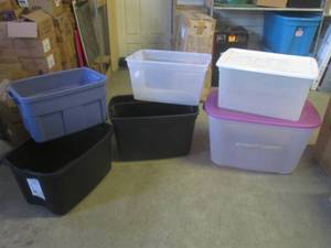 lot 54 image: (EC1) 6 Assorted Totes  2 with Lid...