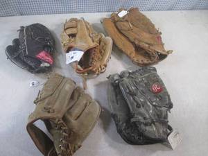 lot 89 image: (EW6) 5 Assoorted Baseball Gloves...
