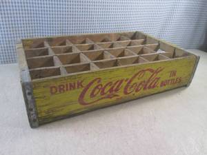 lot 110 image: (EW5) Vintage Wood Yellow Coca-Cola...