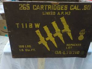 lot 1 image: Ammunition WW Era Wood Box 16 x 13 ...