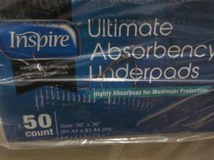 lot 43 image: Inspire 50 ct 36 x 36 Underpads...