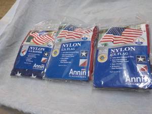 lot 59 image: 3 Nylon 3 ft x 5 ft US Flags...