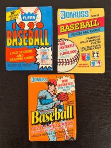 lot 299R image: B - Donruss & Fleer Baseball Cards Lot - 1990s Puzzle & Trading Card Sets (3 Packs)