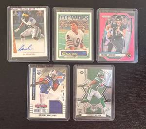 lot 326R image: B - Football Card Lot Daxton Hill Auto, Trevor Lawrence Prizm Pink, Garrett Wilson Mosaic Debut and More