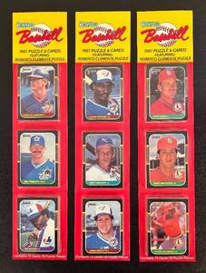 lot 378R image: B - Donruss Baseball 1987 Puzzle & Cards Three-Pack Sealed Set - 75 Cards18 Puzzle Pieces Each