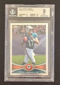 lot 443R image: B - Topps Chrome 2012 Ryan Tannehill RC #109A Dolphins Card - Beckett 9 Mint