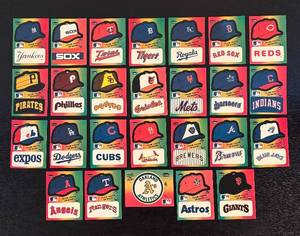 lot 491R image: LC - Fleer Baseball Team Facts Sticker Cards Lot - Vintage MLB Team Hats