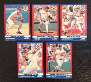lot 547R image: LC - Score Baseball Cards Lot of 5 including Boggs, Clemens, Burks, Evans and Greenwell