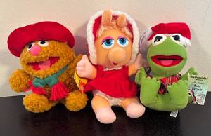 lot 591R image: BR1 - McDonalds Presents Jim Hensons Baby Kermit Plush Set - Kermit, Miss Piggy & Fozzie Bear
