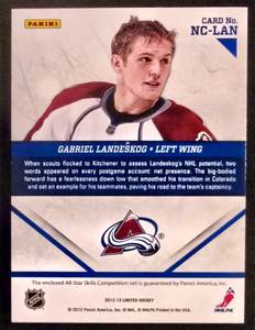 lot 14K image: Panini Net Crashers NC-LAN Gabriel Landeskog Patch Card 4150 - Colorado Avalanche