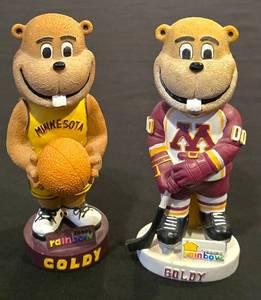 lot 303K image: BR1 - Goldy Gopher Figurines - Minnesota Golden Gophers - 7-Inch Tall - 2-Piece Set