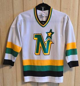 lot 309K image: BR1 - Minnesota North Stars CCM Garcon Boy Youth Hockey Jersey - Youth Large, N-Star Logo