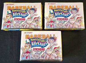 lot 388K image: BR1 - Leaf Awesome All-Star Baseball Stickers & Bubble Gum 36 Count - Lot of 3