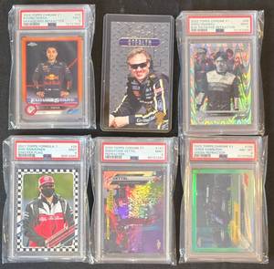 lot 412K image: BR1 - Topps Chrome F1 Formula 1 Trading Cards - 6 Card Lot in PSA Slabs