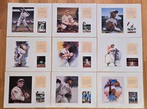 lot 507K image: BR1 - Baseball Lithographs Set - Nine 11x14 Color Prints with Biography Cards