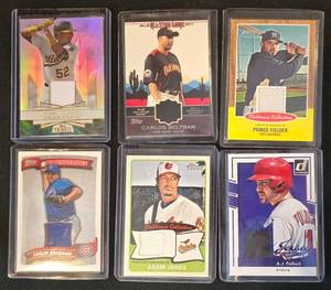 lot 508K image: BR1 - 6-Card Baseball Card Lot - Game-Used Jersey Patches (Cespedes, Beltran, Fielder, Zambrano, Jones, Pollock)