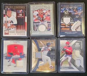 lot 510K image: BR1 - Baseball Card Lot - 6 Game-Used Jerseys (Brigman, Mesoraco, Sano, Flaherty, Reyes, Stobbe)