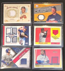 lot 520K image: BR1 - Topps Heritage Clubhouse Collection Relic Cards - Lot of 6 Baseball Memorabilia