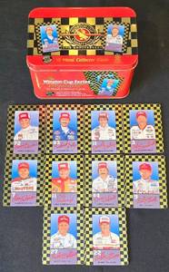 lot 602K image: BR1 - Winston Cup Champions 10 Metal Collector Cards in Red Tin - 25th Anniversary Special Edition