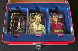 lot 603K image: BR1 - MAXX NASCAR Racing Cards - 3 Card Set in Red Tin (1994 Premier Series)