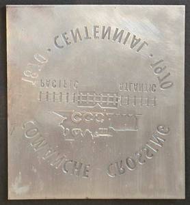 lot 605K image: BR1 - Comanche Crossing Centennial Photo Engravers Plate - Rare
