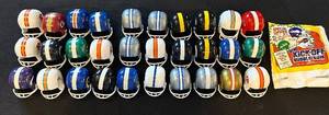 lot 103C image: B - Collection of 29 Vintage NFL Kick-Off Bubble Gum Mini Football Helmets with Wrapper