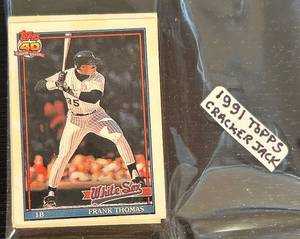 lot 192C image: B - 1991 Topps Baseball Card Collection Cracker Jack Featuring Frank Thomas, Ozzie Smith, George Brett, Don Mattingly, Roger Clemens